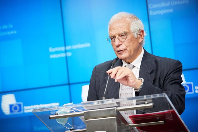 Josep Borrell en una comparecencia ante la prensa en Bruselas