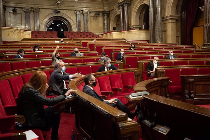 Miembros de la Diputación Permanente del Parlament durante la votación celebrada en la sesión, en Barcelona, Catalunya (España), a 20 de enero de 2021. 
