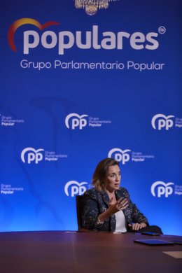 La portavoz del Grupo Popular en el Congreso, Cuca Gamarra, en una entrevista con Europa Press, en Madrid (España), a 30 de diciembre de 2020.