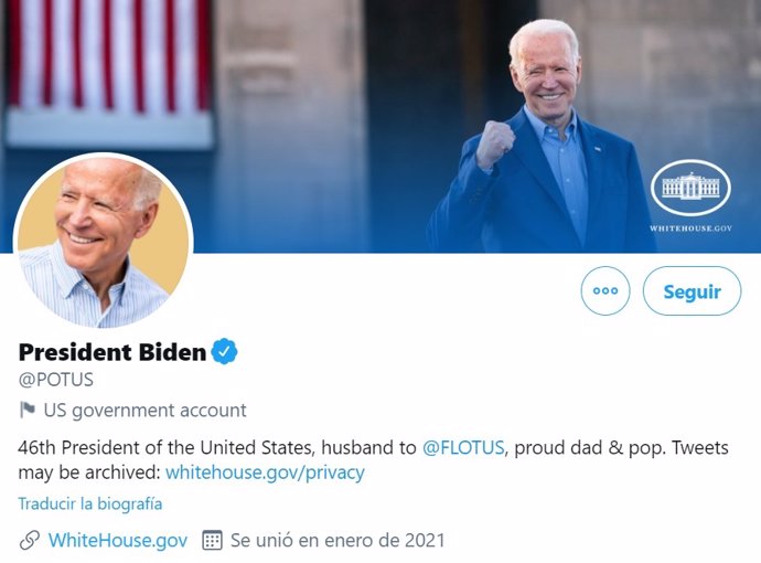 Perfil POTUS del presidente de EEUU Joe Biden