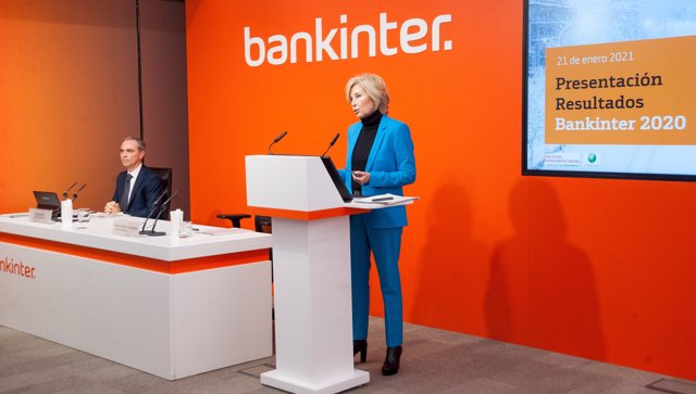 La consejera delegada de Bankinter, María Dolores Dancausa, durante la presetación de resultados de 2020.
