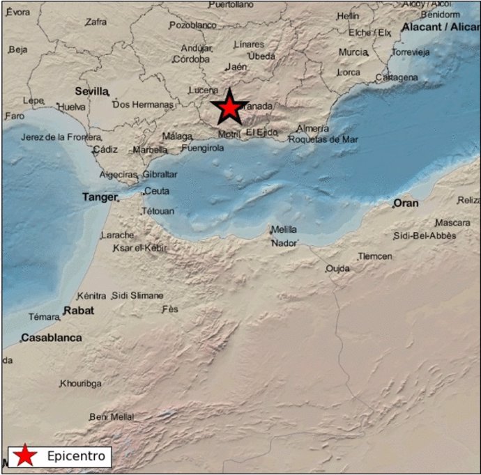 Gráfico de un terremoto de baja intensidad en Santa Fe (Granada), pasadas las 15,00 horas de este pasado miércoles
