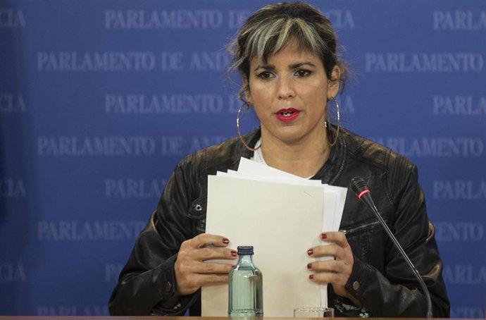 La diputada Teresa Rodríguez ofrece una rueda de prensa tras su incorporación por su permiso por maternidad. En el Parlamento de Andalucía, (Sevilla, Andalucía, España), a 21 de enero de 2021.