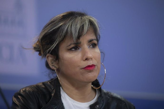 La diputada Teresa Rodríguez ofrece una rueda de prensa tras su incorporación por su permiso por maternidad. En el Parlamento de Andalucía, (Sevilla, Andalucía, España), a 21 de enero de 2021.