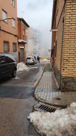 Incendio de un transformador de luz en el barrio de Santa Bárbara de Toledo.