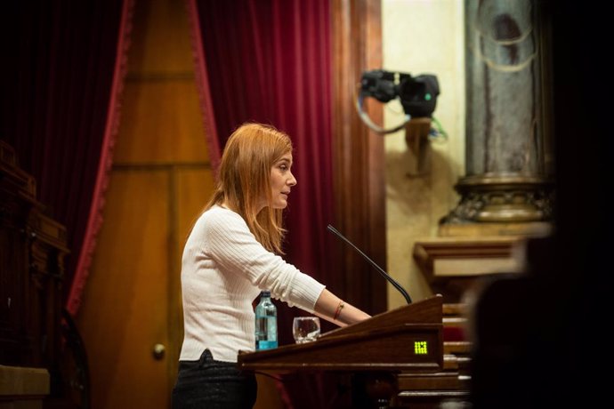 La presidenta dels comuns al Parlament, Jéssica Albiach, durant la seva intervenció en la Diputació Permanent del Parlament. Catalunya, (Espanya), 13 de gener del 2021. 