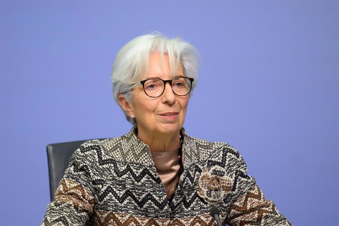 HANDOUT - 10 December 2020, Frankfurt_Main: President of the European Central Bank (ECB) Christine Lagarde speaks during the ECB Governing Council Press Conference. Photo: -/European Central Bank/dpa - ATTENTION: editorial use only and only if the credi