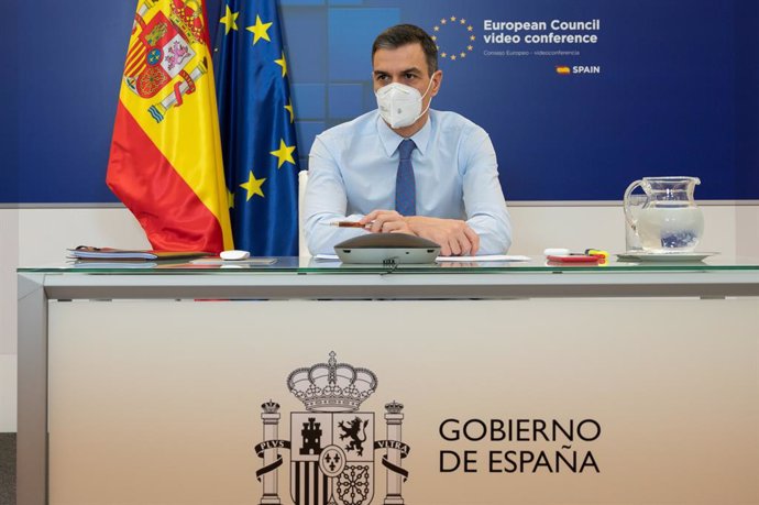 El presidente del Gobierno, Pedro Sánchez, participa por videoconferencia en la reunión del Consejo Europeo de la Unión Europea sobre coronavirus y vacunación, en Madrid (España), a 21 de enero de 2021.