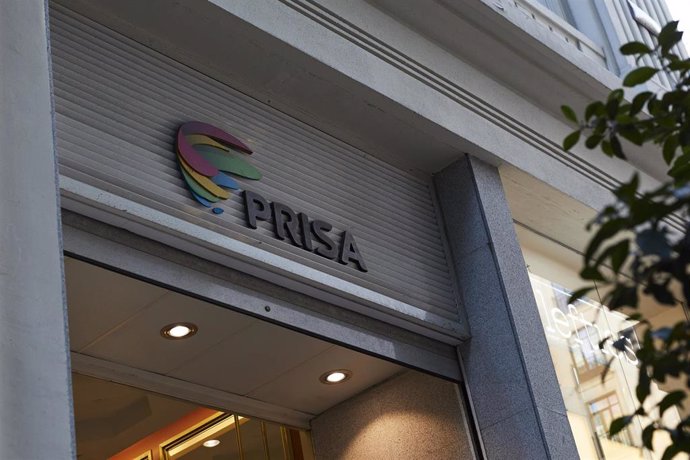 Logo de Grupo Prisa en domicilio Social, en la Gran Vía, 32 de Madrid (España)