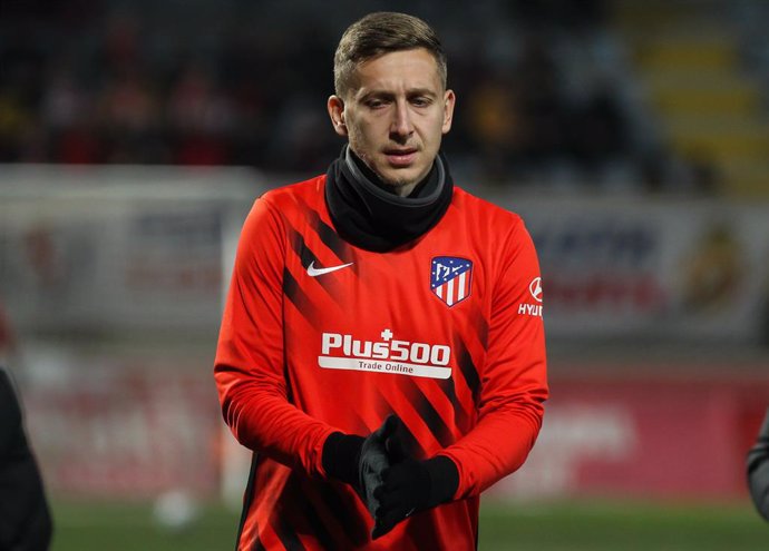 LEON, SPAIN - JANUARY 23: Ivan Saponjic, of Atletico de Madrid during Copa del Rey football match played between Cultural Leonesa and Atletico de Madrid at Reino de Leon stadium on January 23, 2020 in Leon, Spain.