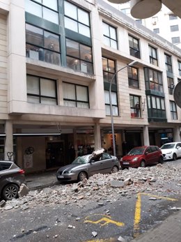 Daños provocados por el fuerte viento originado por la borrasca 'Hortense'.