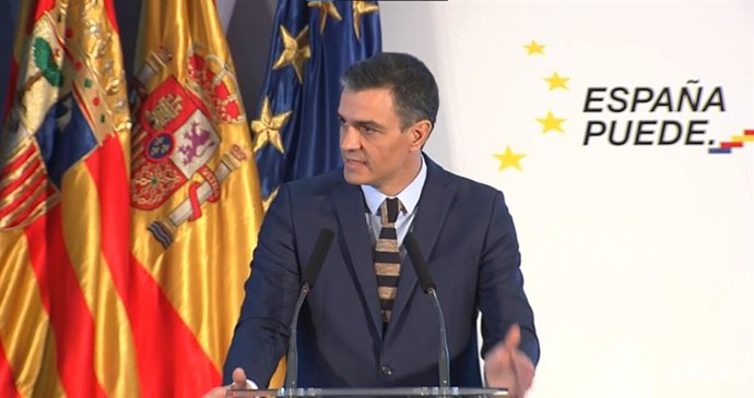 El presidente del Gobierno, Pedro Sánchez, presenta el Plan de Recuperación, Transformación y Resiliencia de la Economía Española en el Palacio de Congresos de Zaragoza, Aragón, a 22 de enero de 2021.