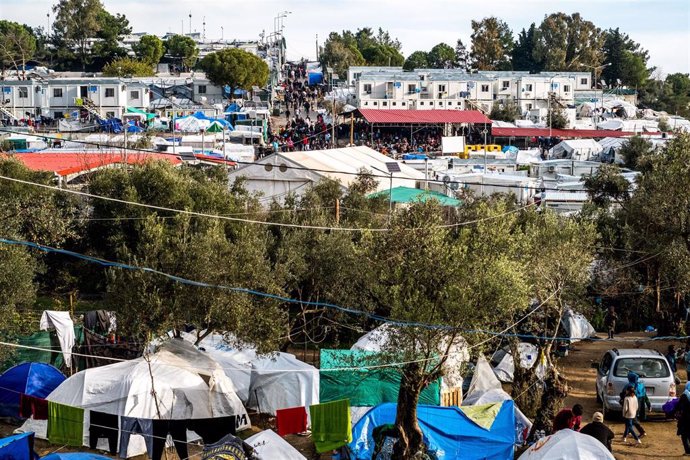 Vista general del campo de refugiados de Moria, en la isla griega de Lesbos
