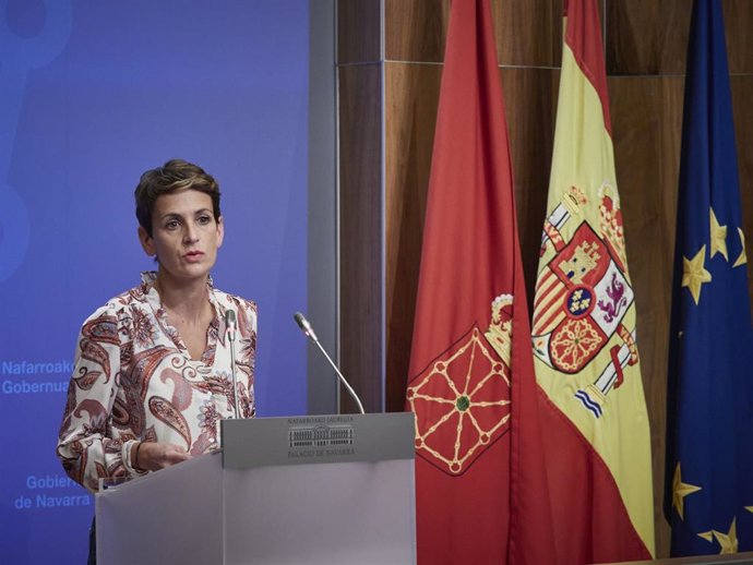 La presidenta del Gobierno de Navarra y secretaria general del PSN, María Chivite