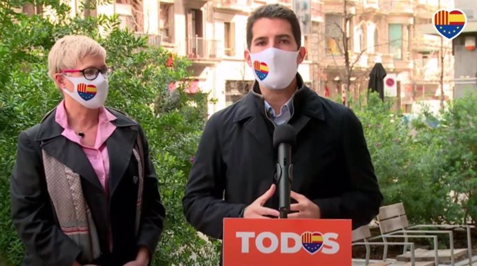 El diputado de Cs Nacho Martín Blanco y la número 2 a las elecciones catalanas, Anna Grau.