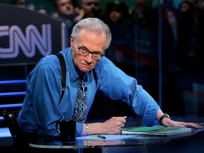 CNN's Larry King during the election night results program at the NASDAQ building in Times Square November 2, 2004 in New York City.