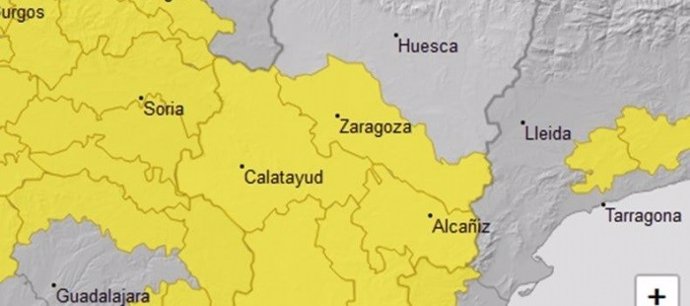 Aviso amarillo por viento en varias zonas de Aragón y por nevadas en el Pirineo.