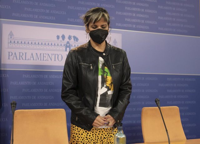 La diputada Teresa Rodríguez ofrece una rueda de prensa tras su incorporación por su permiso por maternidad. En el Parlamento de Andalucía, (Sevilla, Andalucía, España), a 21 de enero de 2021.