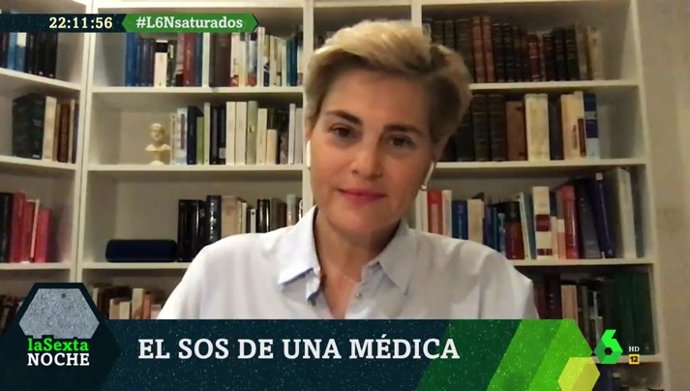 La presidenta de la Sociedad Valenciana de Medicina Familiar y Comunitaria, María Ángeles Medina, durante su intervención en 'laSexta Noche'