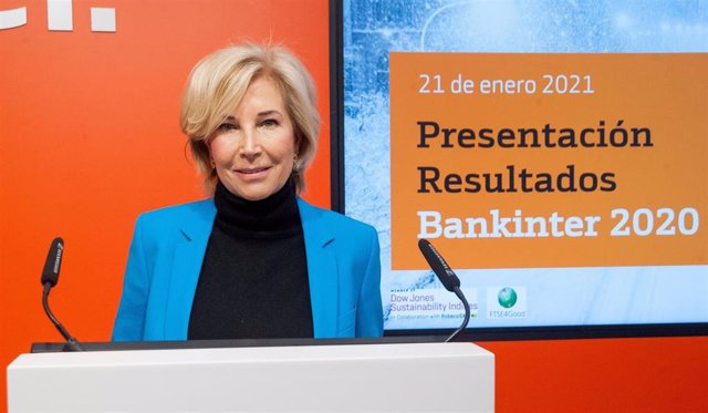 La consejera delegada de Bankinter, María Dolores Dancausa, durante la presetación de resultados de 2020.