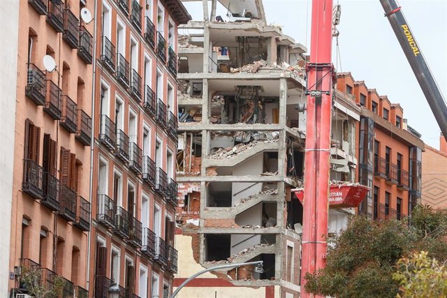 Plantas del edificio que el pasado miércoles sufrió una explosión, en la calle Toledo, Madrid, (España), a 23 de enero de 2021. El Ayuntamiento de Madrid prevé que los trabajos de desmontaje del edificio donde se causó una explosión durarán al menos dos s