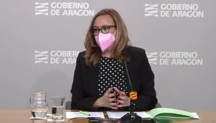 Mayte Pérez en la rueda de prensa tras el Consejo de Gobierno.