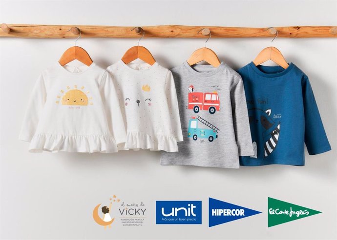 El Corte Inglés dona 45.139 euros a la Fundación El Sueño de Vicky, gracias a la venta de una línea de camisetas infantiles de la marca Unit.