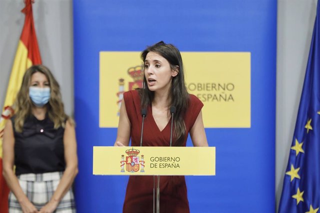 La ministra de Igualdad, Irene Montero,en un acto en la sede de su Ministerio