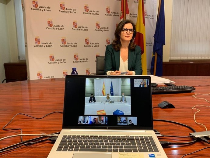 Reunión Telemática del Ministerio de Empleo con las consejerías autonómicas, en la que ha participado la consejera de Empleo de Castilla y León, Ana Carlota Amigo.
