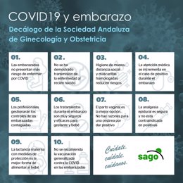 Cartel del decálogo realizado por los ginecólogos y obstetras andaluces.