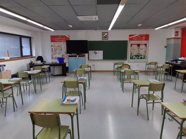 Un aula de un colegio de València