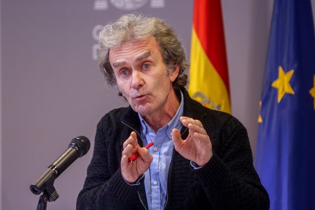 Fernando Simón, durante la rueda de prensa convocada ante los medios de comunicación en el Ministerio de Sanidad para informar sobre la evolución del coronavirus, el 25 de enero de 2021.