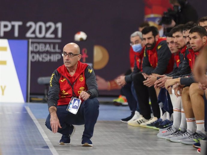 Jordi Ribera durante un partido de la selección española en el Mundial de Egipto