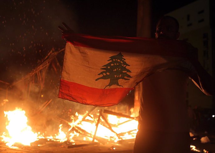 Imagen de archivo de protestas en Líbano.