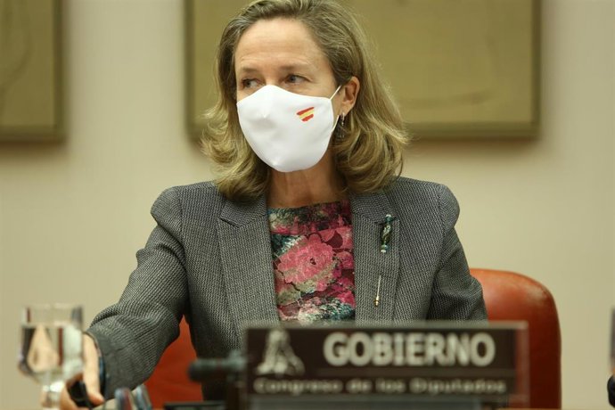 La vicepresidenta Tercera del Gobierno, Nadia Calviño, comparece en la comisión de Asuntos Económicos y Transformación Digital del Congreso
