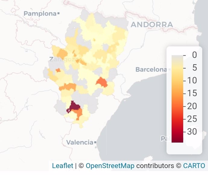 Datos provisionales de contagios de la COVID-19 en Aragón del 25 de enero.