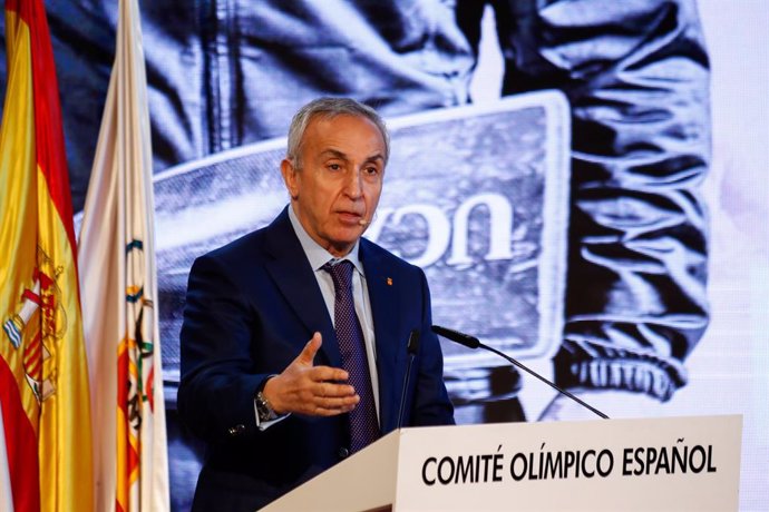 El presidente del COE, Alejandro Blanco, en la presentación de una campaña sobre valores olímpicos en la sede del organismo.