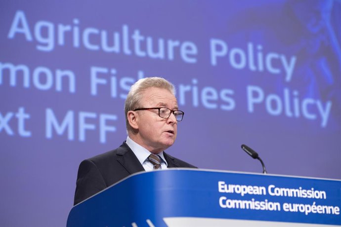 HANDOUT - 02 June 2020, Belgium, Brussels: European Commissioner for Agriculture Janusz Wojciechowski participates in a video press conference regarding the Common Agricultural Policy