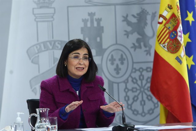 La ministra de Política Territorial y Función Pública, Carolina Darias, comparece en rueda de prensa, tras la reunión del Consejo Interterritorial del Sistema Nacional de Salud, en Moncloa, Madrid (España), a 13 de enero de 2021.