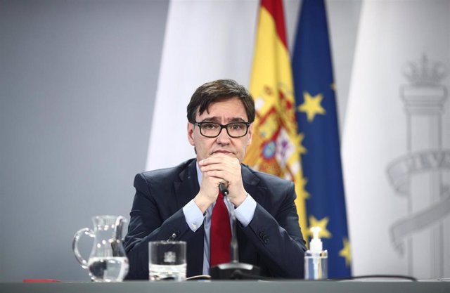 El ministro de Sanidad, Salvador Illa, durante una rueda de prensa posterior al Consejo de Ministros, en la Moncloa, Madrid, (España).