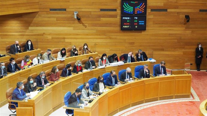 Votación dunha lei no Parlamento de Galicia.