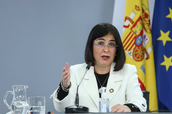 La ministra de Política Territorial, Carolina Darias, en rueda de prensa tras la reunión del Consejo Interterritorial del Sistema Nacional de Salud, en Madrid (España), a 4 de enero de 2021.