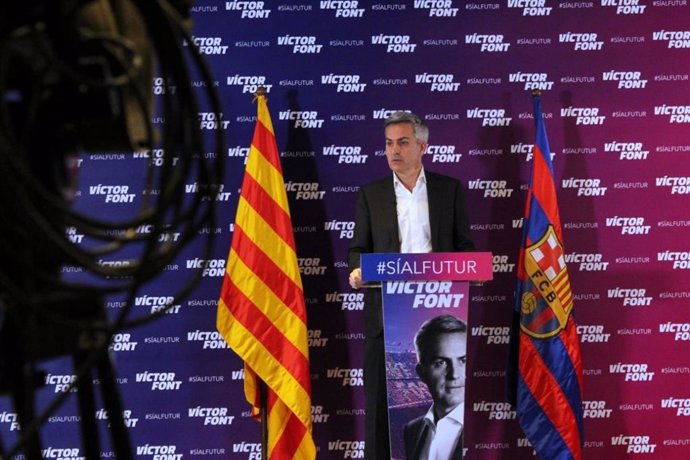 El candidato a las elecciones del FC Barcelona Víctor Font en rueda de prensa el 14 de enero de 2021