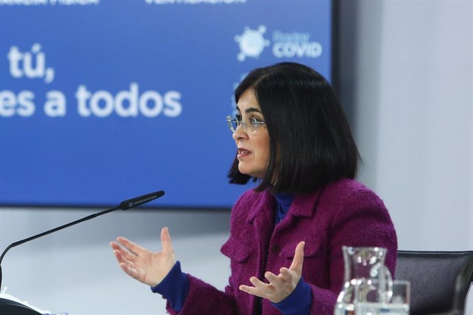 La ministra de Política Territorial y Función Pública, Carolina Darias, comparece en rueda de prensa, tras la reunión del Consejo Interterritorial del Sistema Nacional de Salud, en Moncloa, Madrid (España), a 13 de enero de 2021.