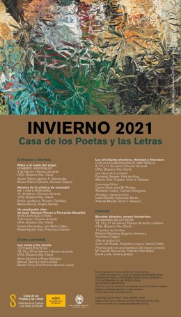 Cartel de la programación de invierno en la Casa de los Poetas