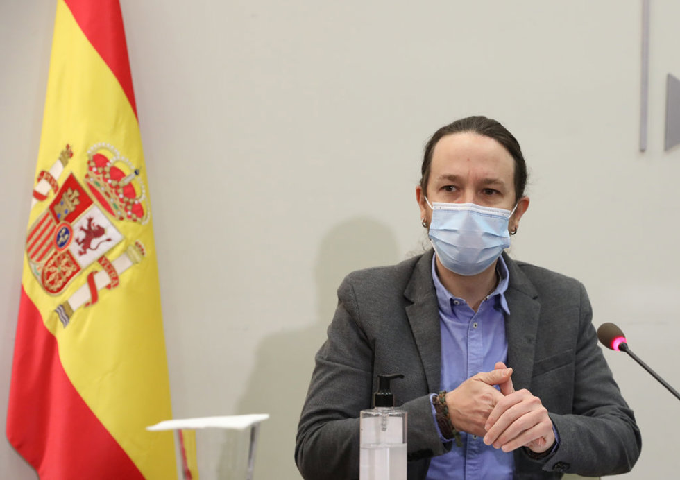 El vicepresidente del Gobierno y ministro de Derechos Sociales y Agenda 2030, Pablo Iglesias, en Madrid, España, a 20 de enero de 2021.