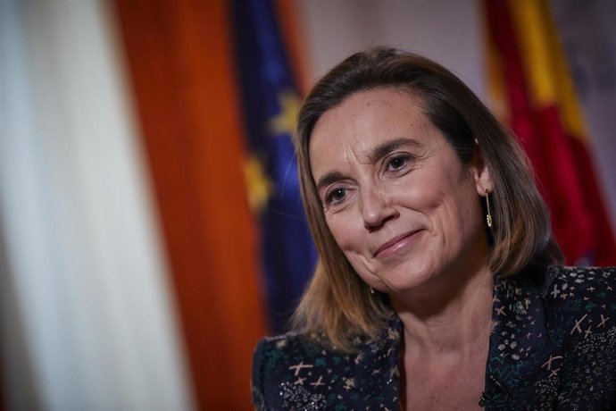 La portavoz del Grupo Popular en el Congreso, Cuca Gamarra, en una entrevista con Europa Press, en Madrid