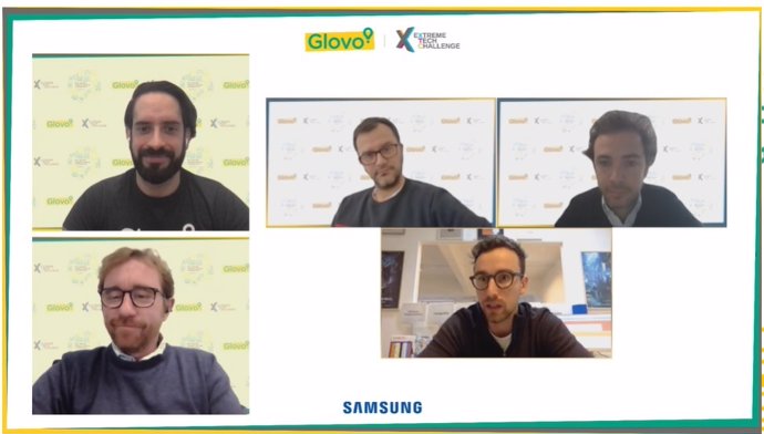 Los tres ganadores del Extreme Tech Challenge agradecen a Sacha Michaud, cofundador de Glovo, a los jueces y a la organización del acto por la gran acogida de sus proyectos