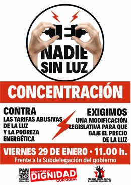 Cartel de la concentración convocada por Marchas de la Dignidad de Córdoba.