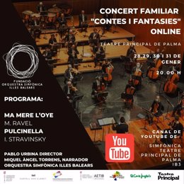 Cartel promocional del concierto de la Orquesta Sinfónica de Baleares 'Cuentos y fantasías'.